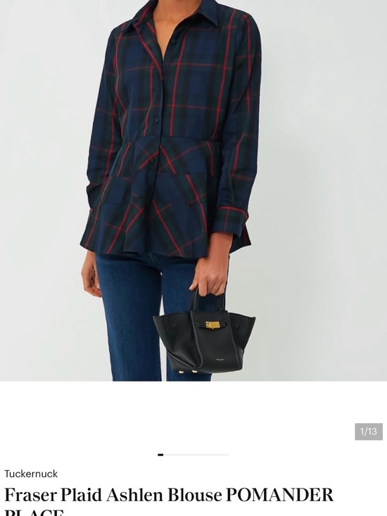 Tuckernuck Tops - Tuckernuck Plaid Peplum Shirt - Navy and Red size L NWT